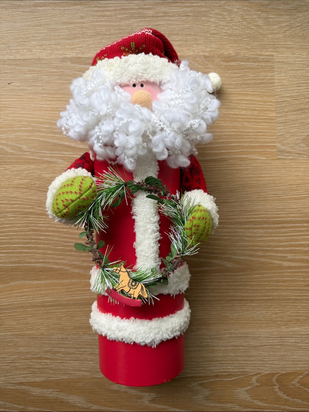 Festive Red Santa Figurine wine holder cardboard
